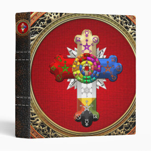 [100] Rosy Cross (Rose Croix) on Red & Gold 3 Ring Binder