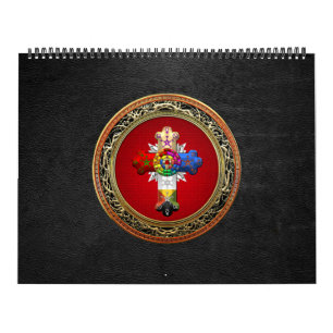 [100] Rosy Cross (Rose Croix) on Red & Gold Calendar