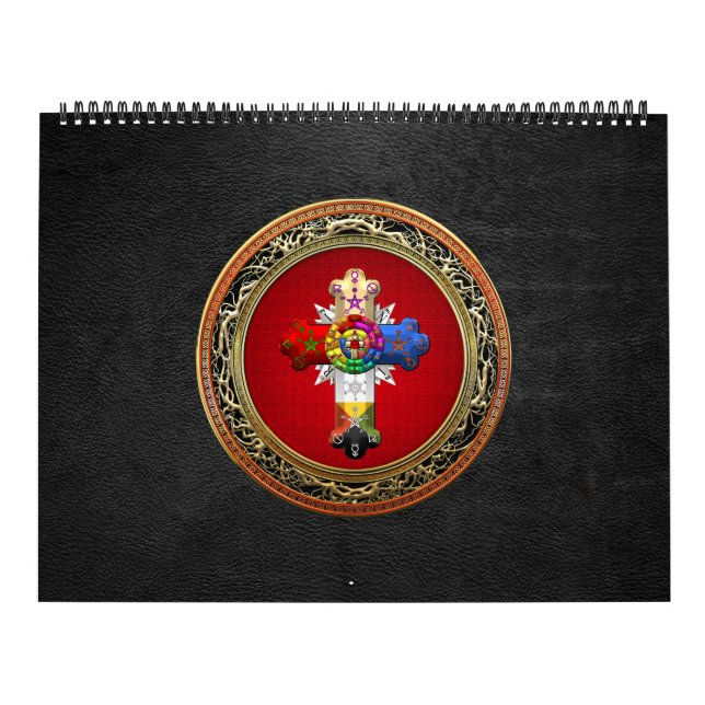 [100] Rosy Cross (Rose Croix) on Red & Gold Calendar (Cover)