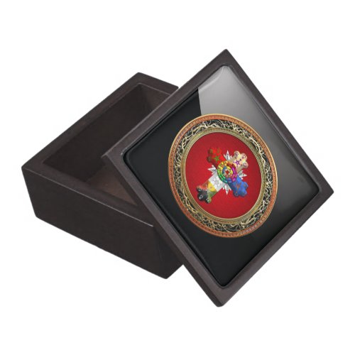 100 Rosy Cross Rose Croix on Red  Gold Keepsake Box