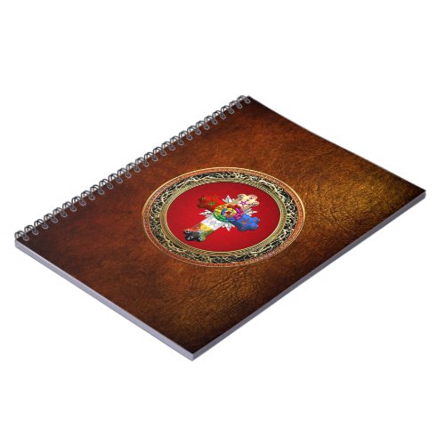 100 Rosy Cross Rose Croix on Red  Gold Notebook