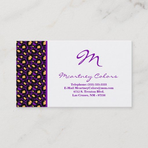 Customizable 100 Royal Purple Cheetah Print Business Card