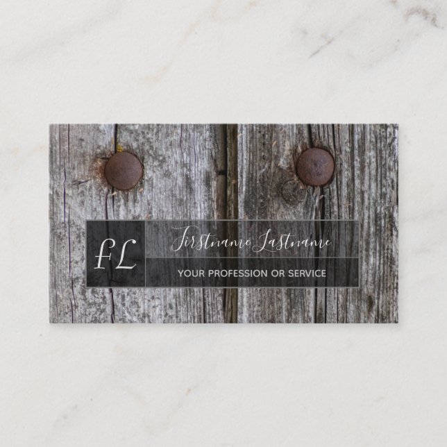 100% rustic natural organic wooden monogram busine business card (Front)