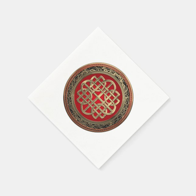 [100] Sacred Celtic Gold Knot Cross Napkins (Corner)