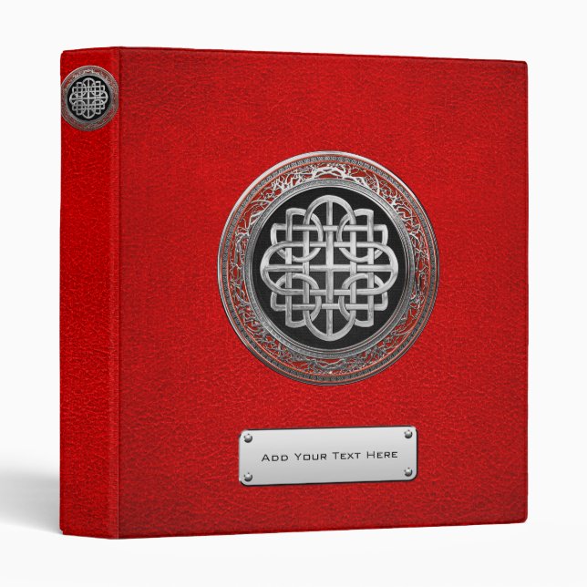 [100] Sacred Celtic Silver Knot Cross 3 Ring Binder (Front/Spine)