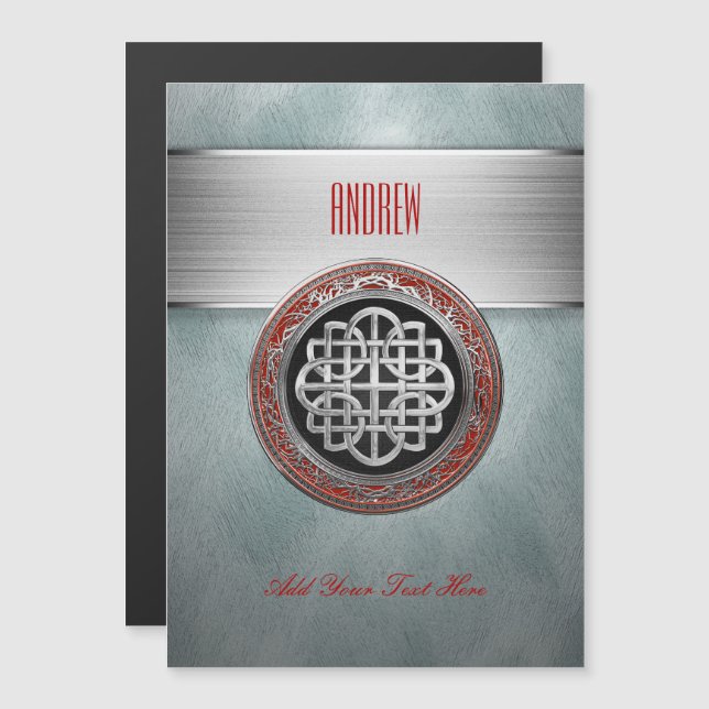 [100] Sacred Celtic Silver Knot Cross Magnetic Invitation (Front/Back)