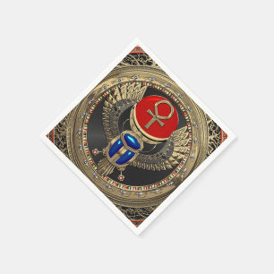 [100] Sacred Gold Egyptian Winged Scarab with Ankh Napkins