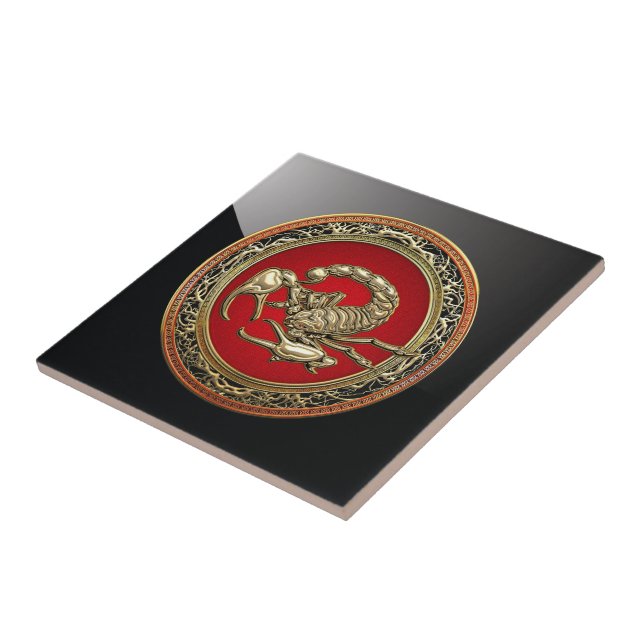 [100] Sacred Golden Scorpion on Red Tile (Side)