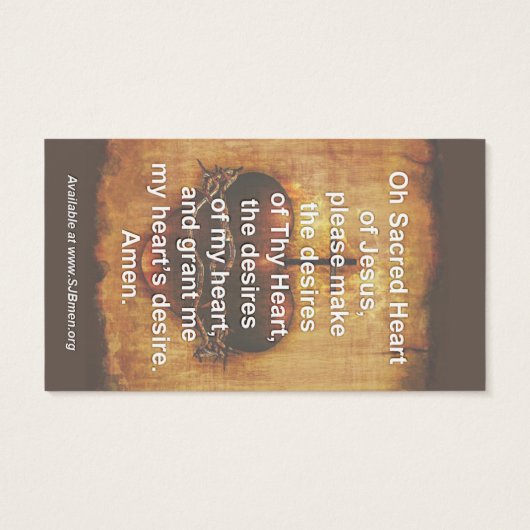 100 Sacred Heart Prayer Cards (Back)