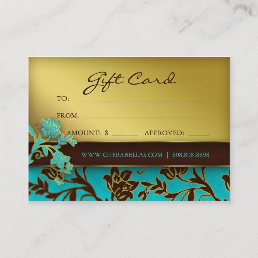 Customizable /100 Salon Gift Card Spa Gold Floral BB Business Card Template