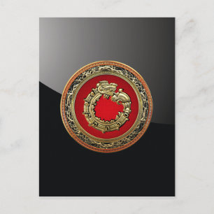 [100] Serpent God Quetzalcoatl [Gold] Postcard