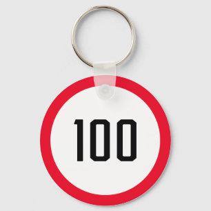 100 Speed Limit Round Road Traffic Sign Keychain
