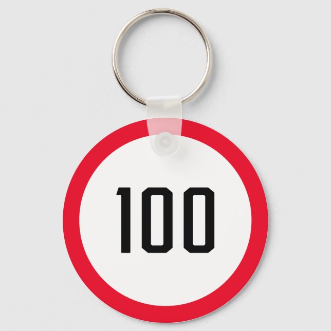 100 Speed Limit Round Road Traffic Sign | Keychain (Front)
