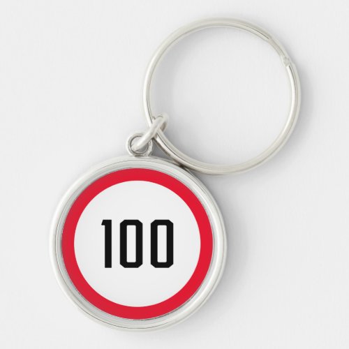 100 Speed Limit Round Road Traffic Sign  Keychain