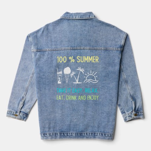 100 Summer Vacation Beach Palm Trees Family Friend Denim Jacket