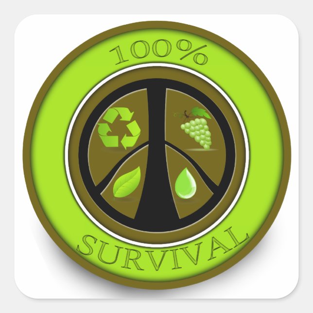 100% Survival Prepper Eco Design Square Sticker (Front)