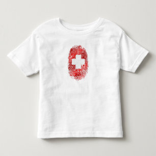 100% Swiss DNA fingerprint Switzerland flag gifts Toddler T-shirt