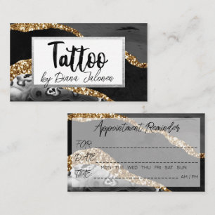 100 Tattoo Artist Appointment Reminder Black Gold Business Card