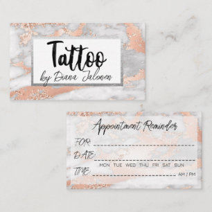 100 Tattoo Artist Appointment Reminder Rose Marble Business Card