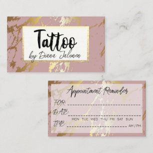 100 Tattoo Artist Appointment Reminder Rose Marble Business Card
