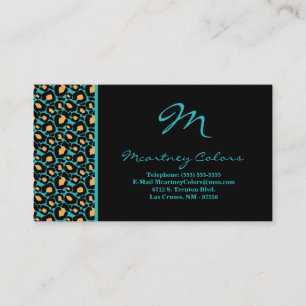 100 Teal Turquoise Cheetah Print Business Card