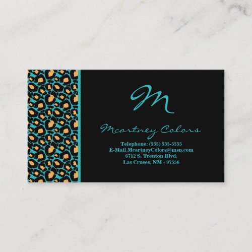 100 Teal Turquoise Cheetah Print Business Card