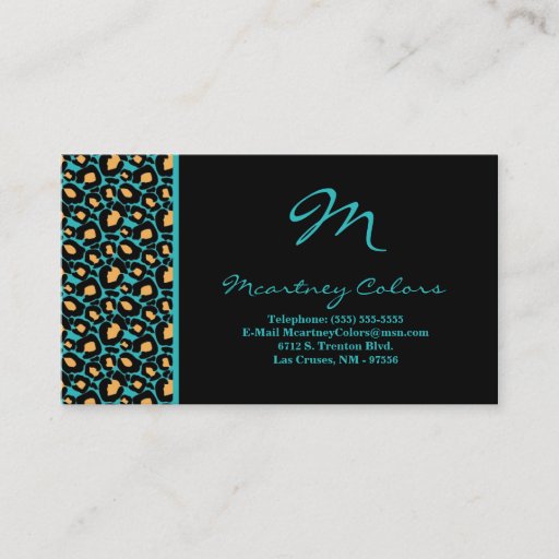 Customizable 100 Teal Turquoise Cheetah Print Business Card
