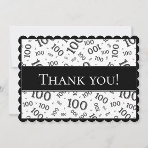 100 "Thank you!" Black/White Number Pattern Thank You Card