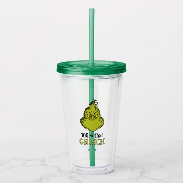 100% that Grinch Acrylic Tumbler (Front)