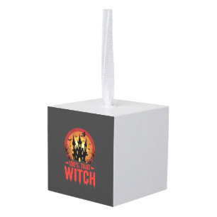 100% That Witch Halloween Castle Cube Ornament