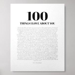 100 Things I Love About You Customizable Gift Foam Core Photo Tile