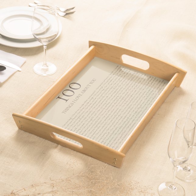 100 Things I Love About You Customizable Gift  Serving Tray (Front)