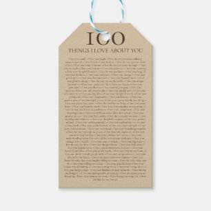 100 Things I Love About You Customizable Gift  Tags