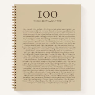100 Things I Love About You   Tan And Rich Coffee Notebook