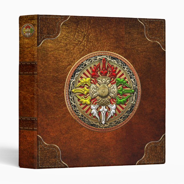 [100] Tibetan Double Dorje Mandala 3 Ring Binder (Front/Spine)
