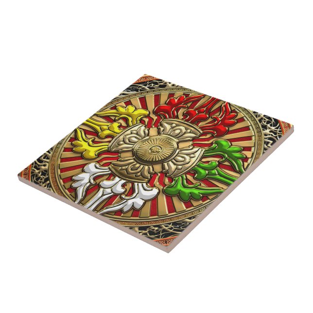 [100] Tibetan Double Dorje Mandala Ceramic Tile (Side)
