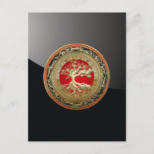 [100] Treasure Trove: Celtic Tree of Life [Gold] Postcard