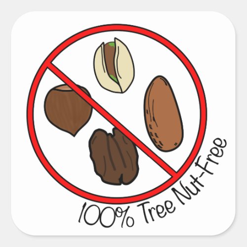 100 Tree Nut Free Square Sticker