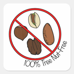 100% Tree Nut Free Square Sticker