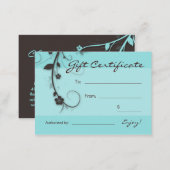 /100 Turquoise blue brown Floral Swirls Gift Card (Front/Back)