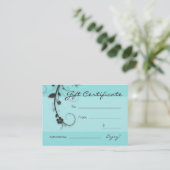 /100 Turquoise blue brown Floral Swirls Gift Card (Standing Front)