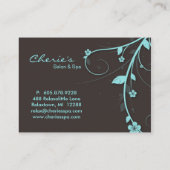 /100 Turquoise blue brown Floral Swirls Gift Card (Back)