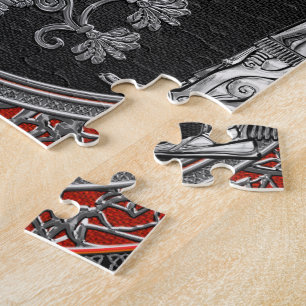 [100] Two Silver Ninurtas with Tree of Life Jigsaw Puzzle