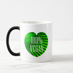 100% Vegan - Motivating Slogan Green Heart Color Morph Mug