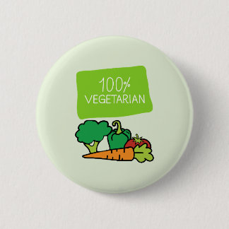 100% Vegetarian And Proud Button