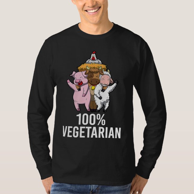 100 Vegetarian Veggie AF Vegan Statement Mens Wome T-Shirt (Front)