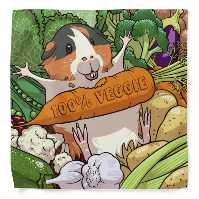 100% Veggie Happy Guinea Pig With Carrot Bandana (Front)