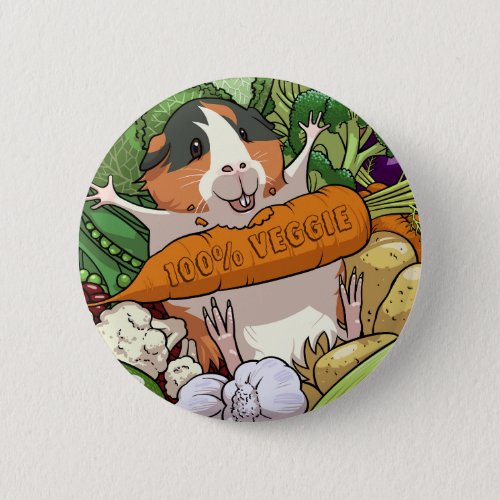 100 Veggie Happy Guinea Pig With Carrot Button