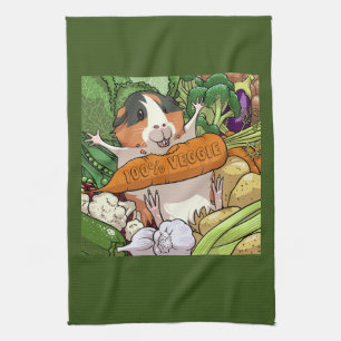 100% Veggie Happy Guinea Pig With Carrot Kitchen Towel