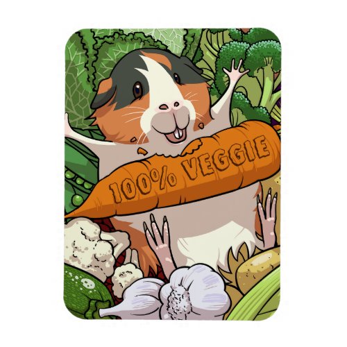 100 Veggie Happy Guinea Pig With Carrot Magnet